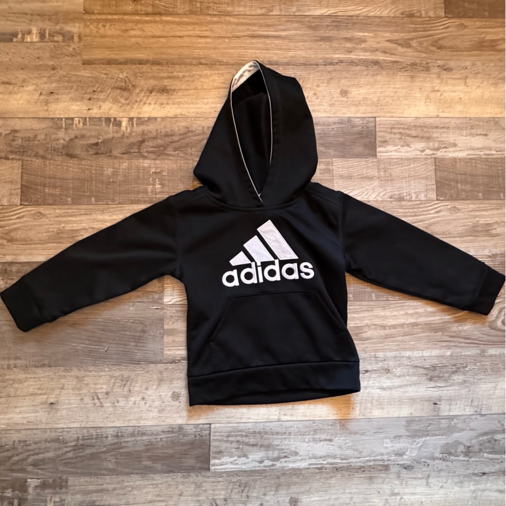 Adidas Toddler Hoodie Black Logo Pullover Size 3T